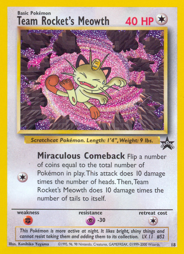 Team Rocket's Meowth 18 Wizards Black Star Promos