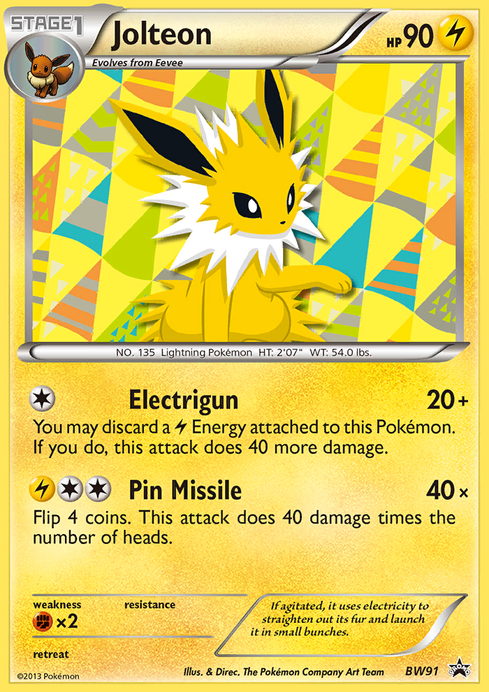 Jolteon BW91 BW Black Star Promos