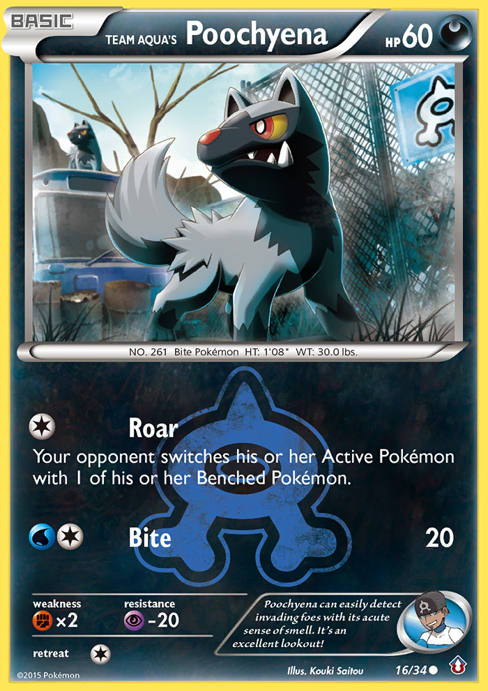 Team Aqua's Poochyena 16/34 Double Crisis