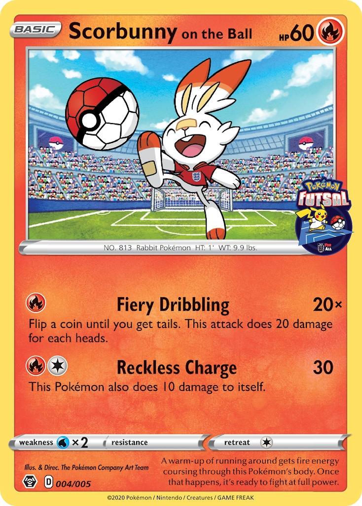 Scorbunny on the Ball 004/005 Pokémon Futsal Collection