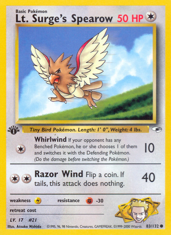 Lt. Surge's Spearow 83/132 Gym Heroes
