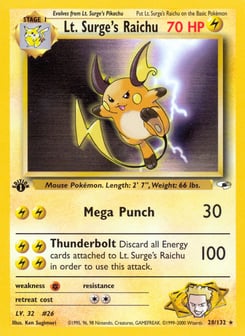 Lt. Surge's Raichu 28/132 Gym Heroes