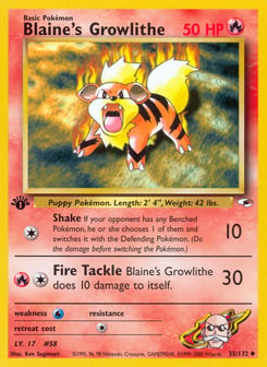 Blaine's Growlithe 35/132 Gym Heroes