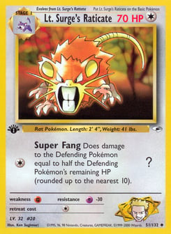 Lt. Surge's Raticate 51/132 Gym Heroes