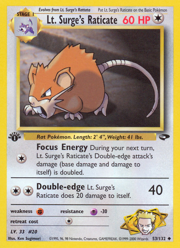 Lt. Surge's Raticate 53/132 Gym Challenge