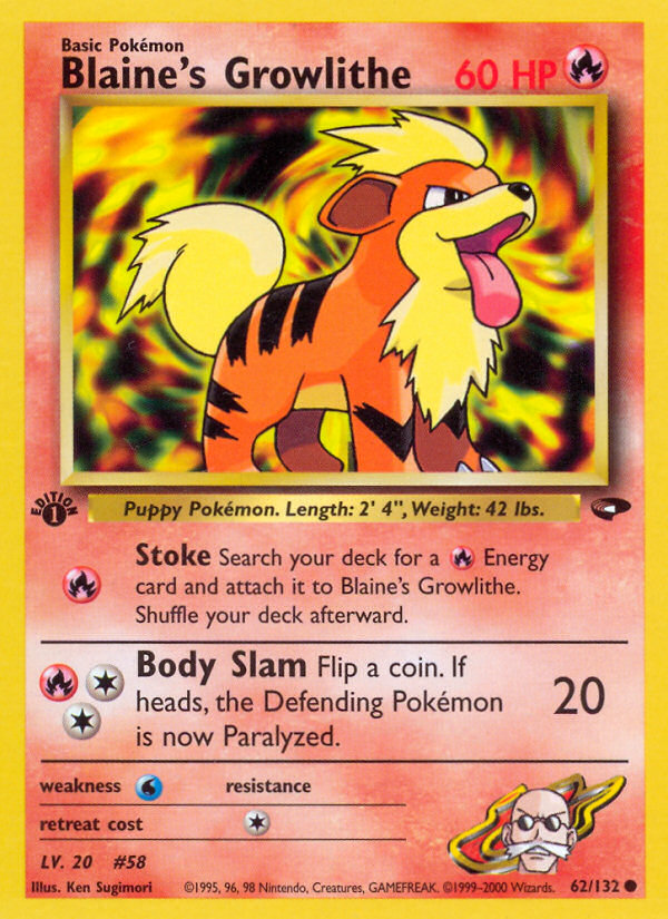 Blaine's Growlithe 62/132 Gym Challenge