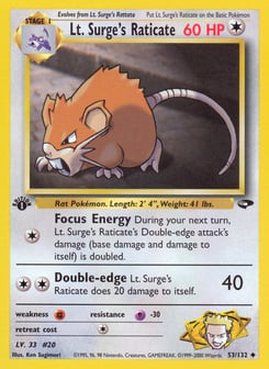 Lt. Surge's Raticate 53/132 Gym Challenge