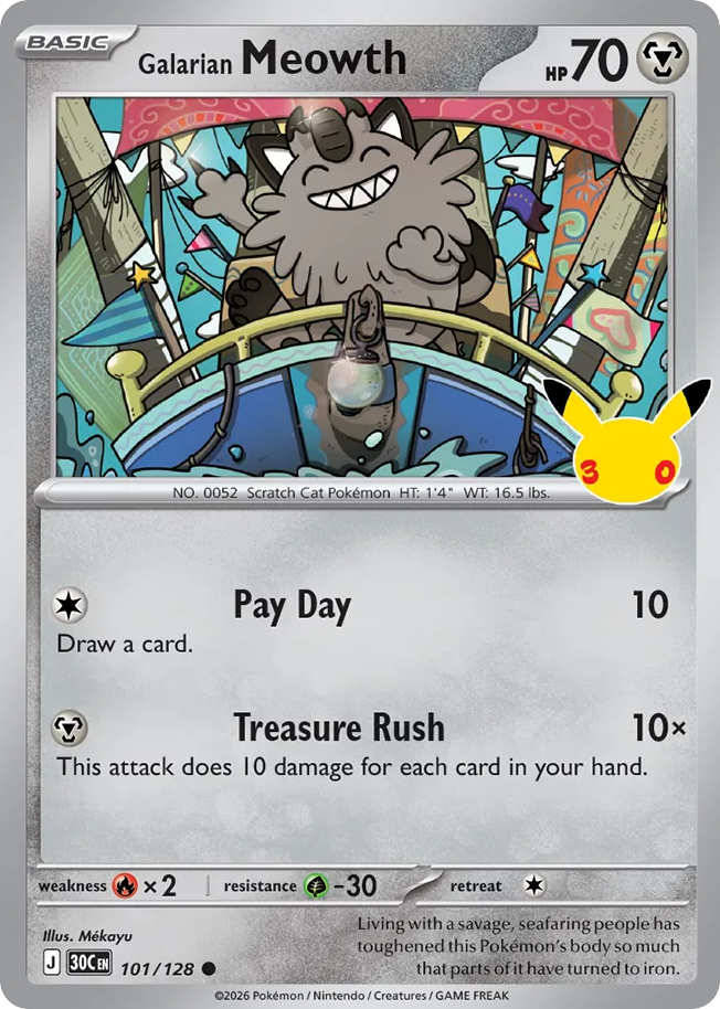 Galarian Meowth 101/128 30th Celebration