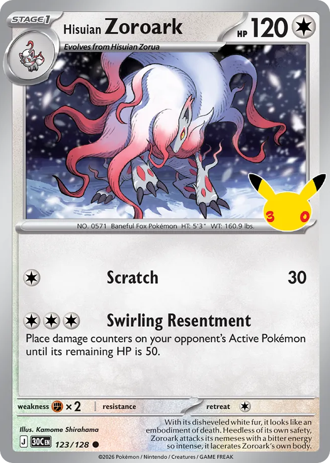 Hisuian Zoroark 123/128 30th Celebration