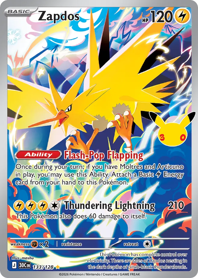 Zapdos 133/128 30th Celebration
