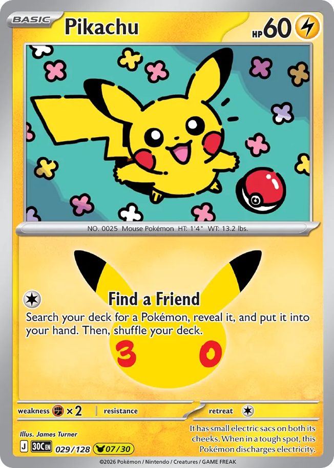 Pikachu 029/128 30th Celebration