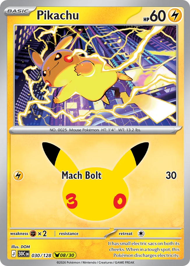 Pikachu 030/128 30th Celebration