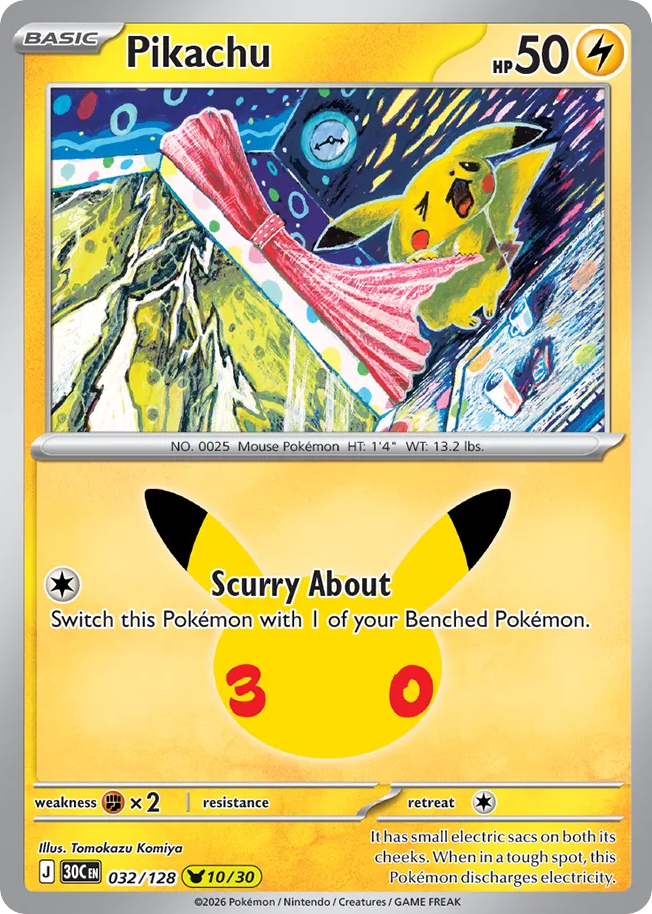 Pikachu 032/128 30th Celebration