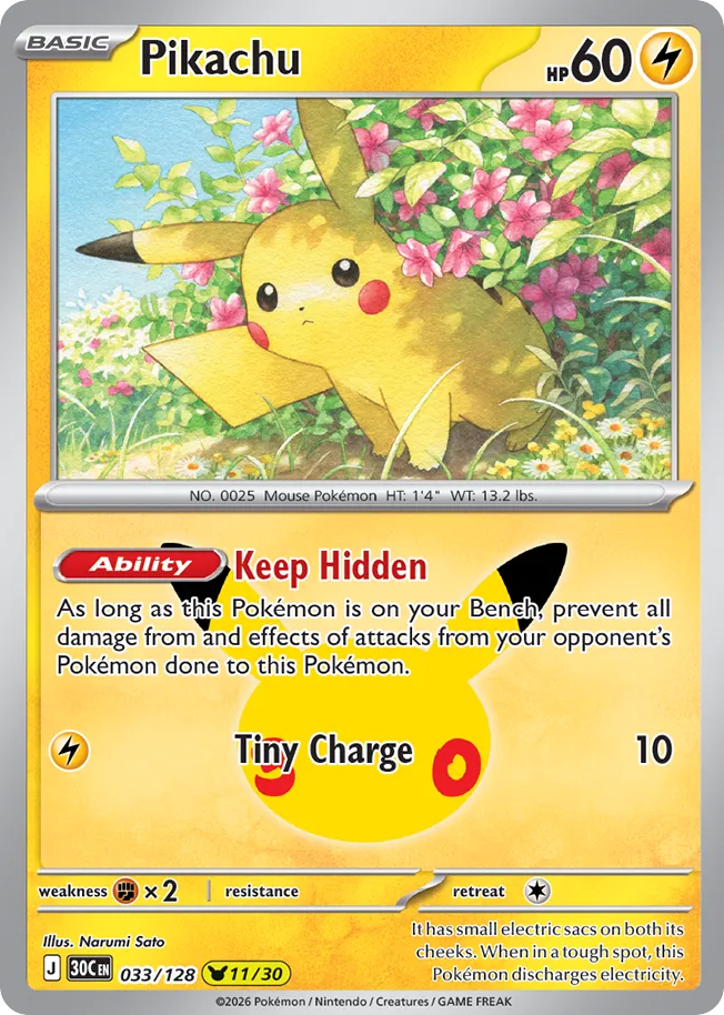 Pikachu 033/128 30th Celebration
