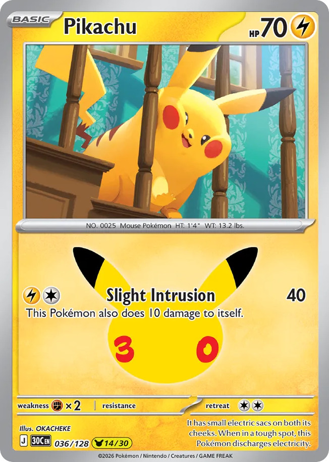 Pikachu 036/128 30th Celebration