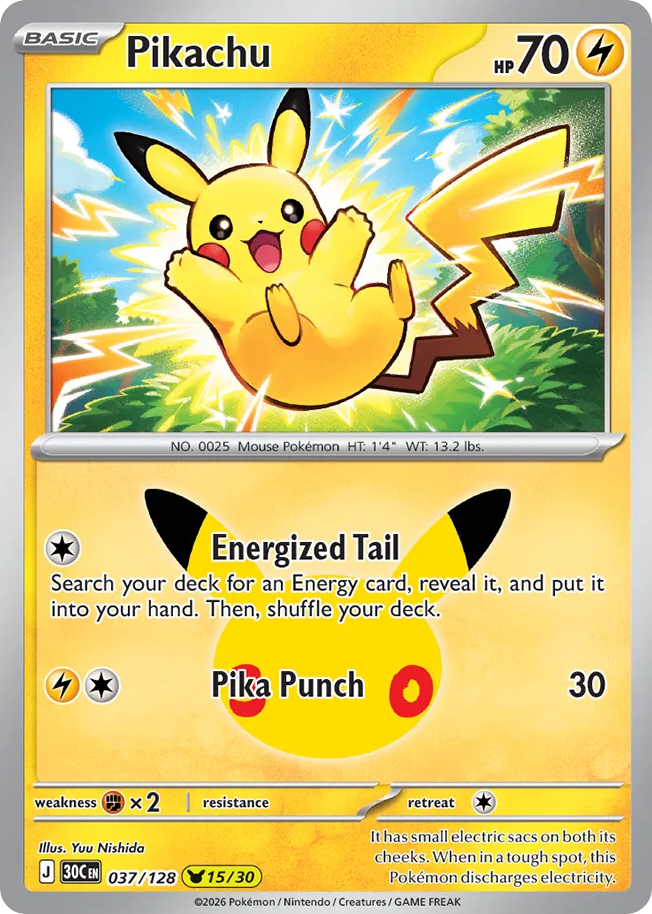 Pikachu 037/128 30th Celebration