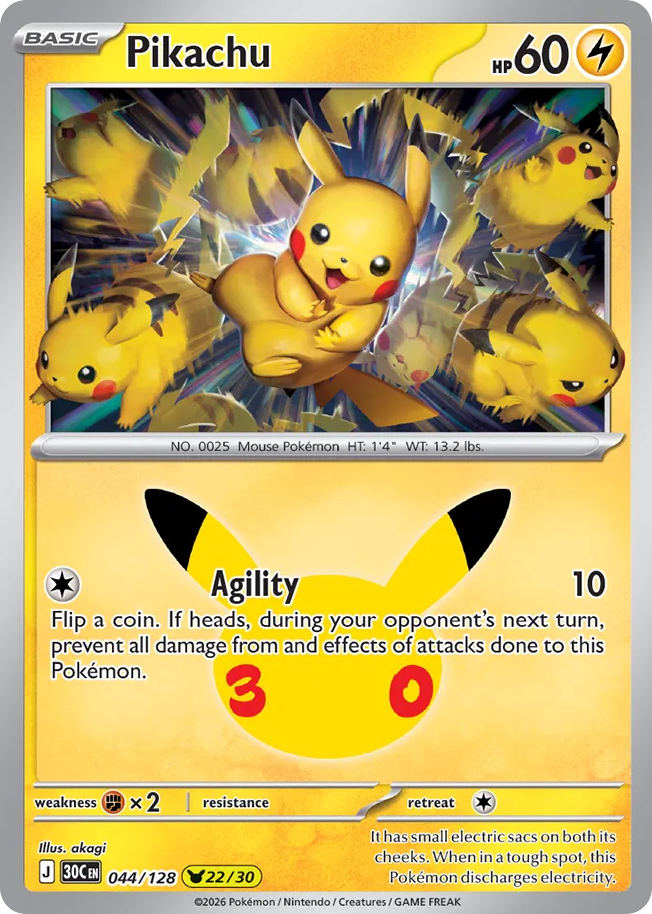 Pikachu 044/128 30th Celebration
