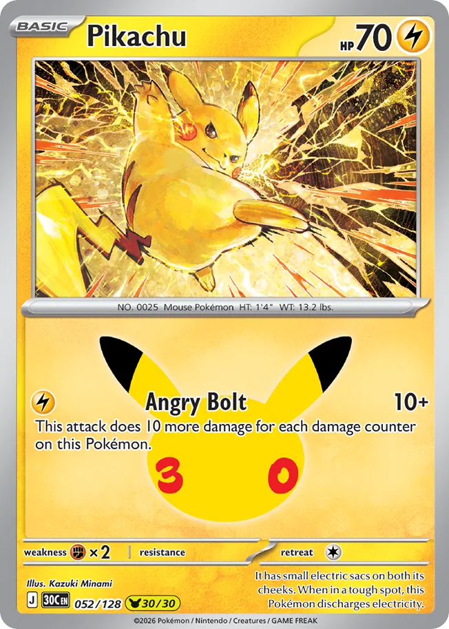 Pikachu 052/128 30th Celebration
