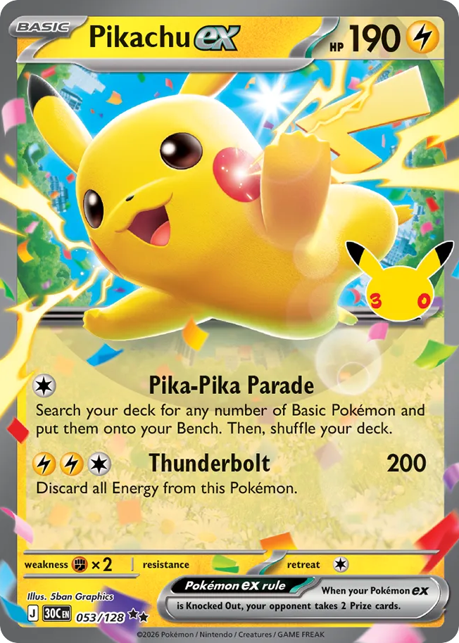 Pikachu ex 053/128 30th Celebration