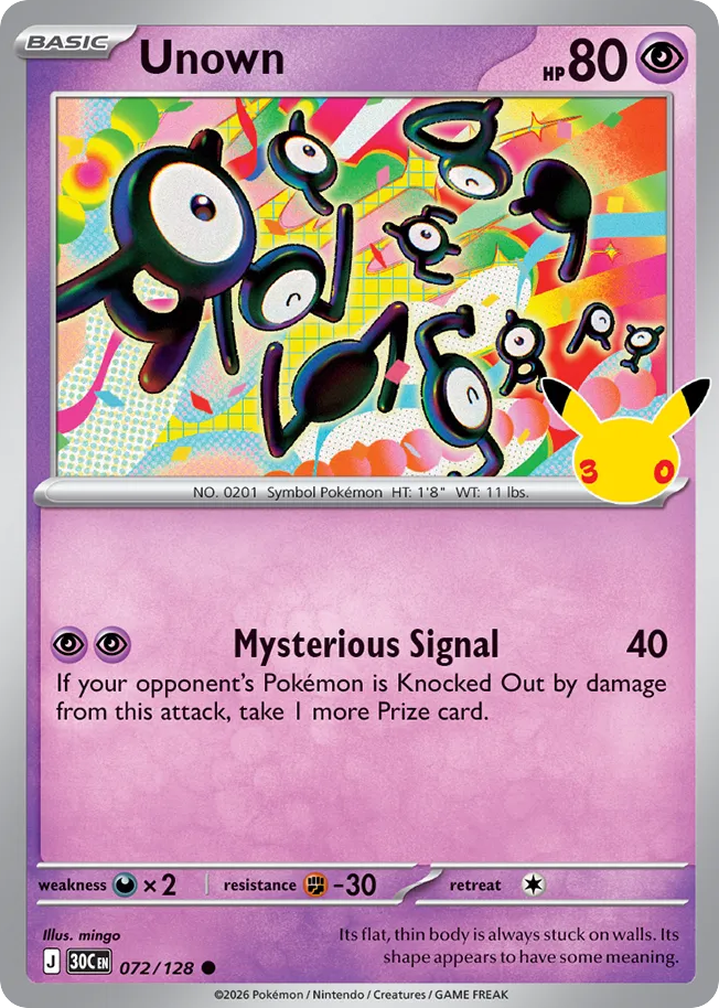 Unown 072/128 30th Celebration