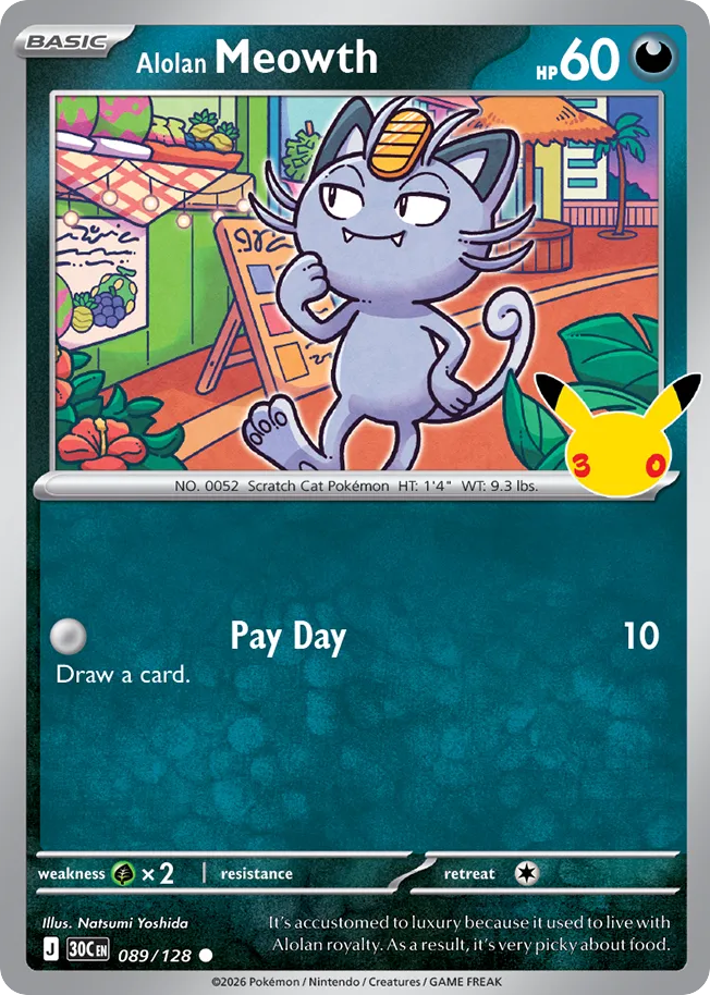 Alolan Meowth 089/128 30th Celebration
