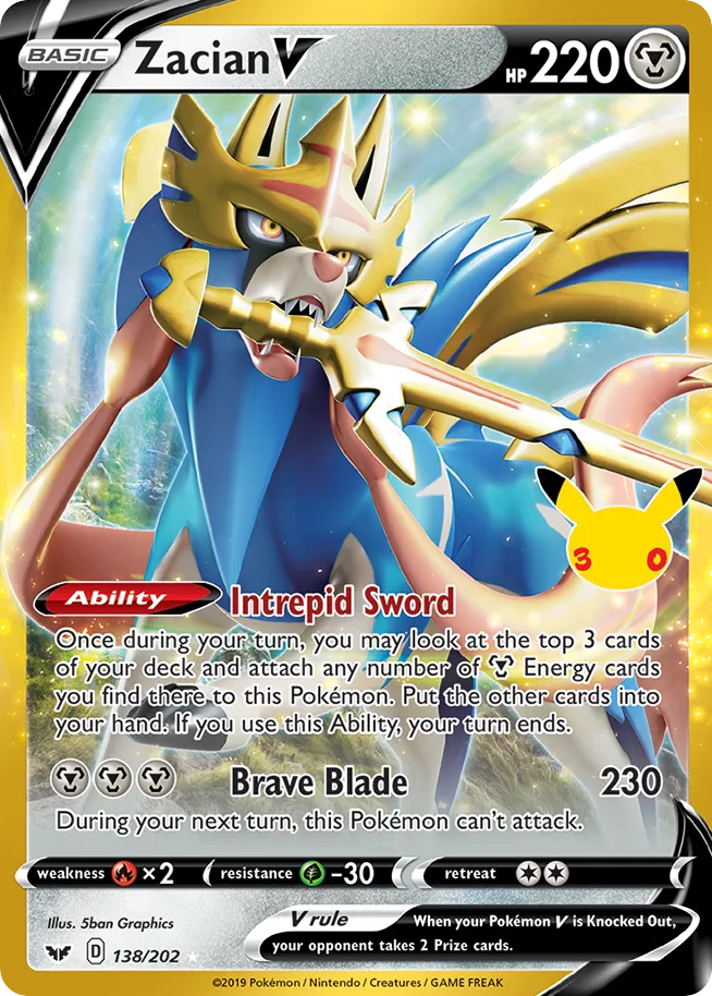 Zacian V 138/202 30th Celebration: Classic Collection