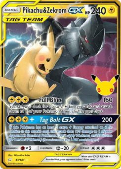 Pikachu & Zekrom-GX 33/181 30th Celebration: Classic Collection