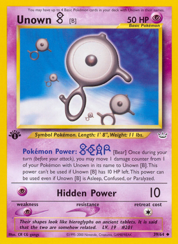Unown [B] 39/64 Neo Revelation
