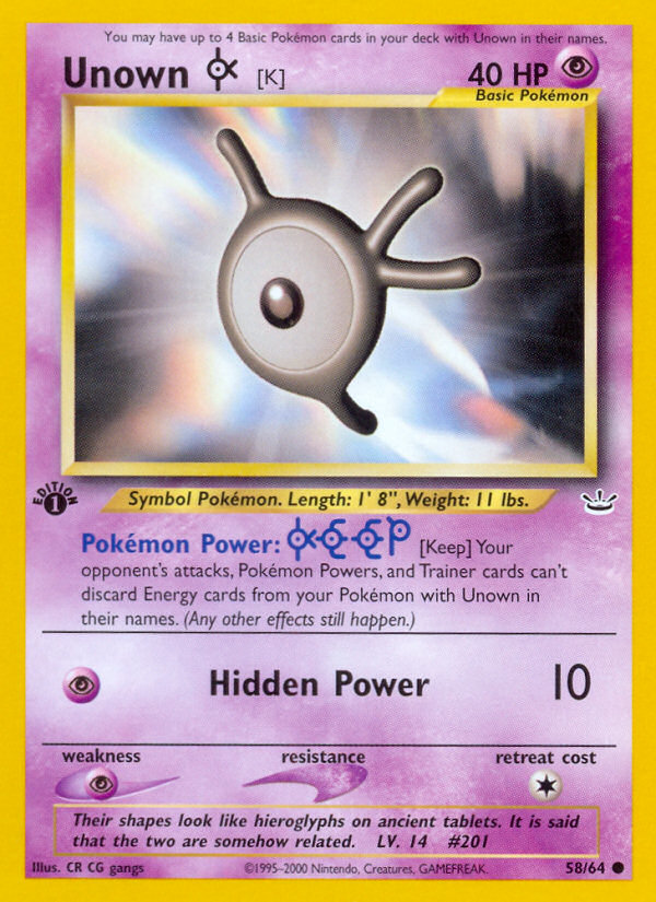 Unown [K] 58/64 Neo Revelation
