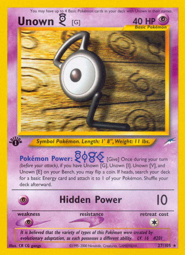 Unown [G] 27/105 Neo Destiny