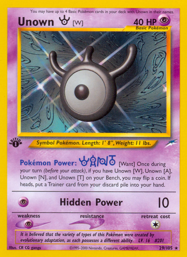 Unown [W] 29/105 Neo Destiny