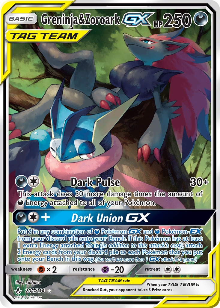 Greninja & Zoroark-GX 201/214 Unbroken Bonds