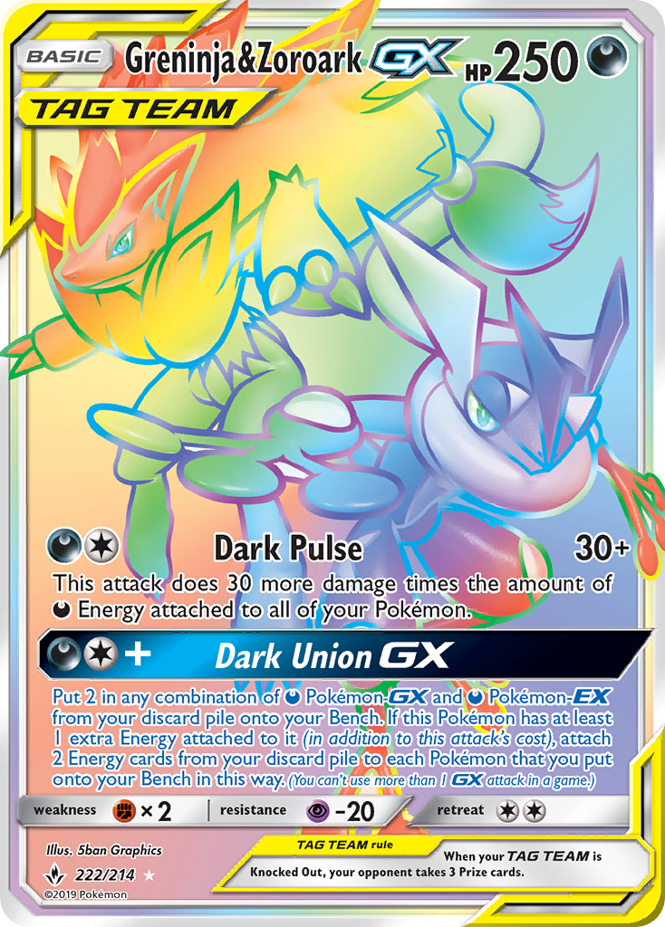 Greninja & Zoroark-GX 222/214 Unbroken Bonds