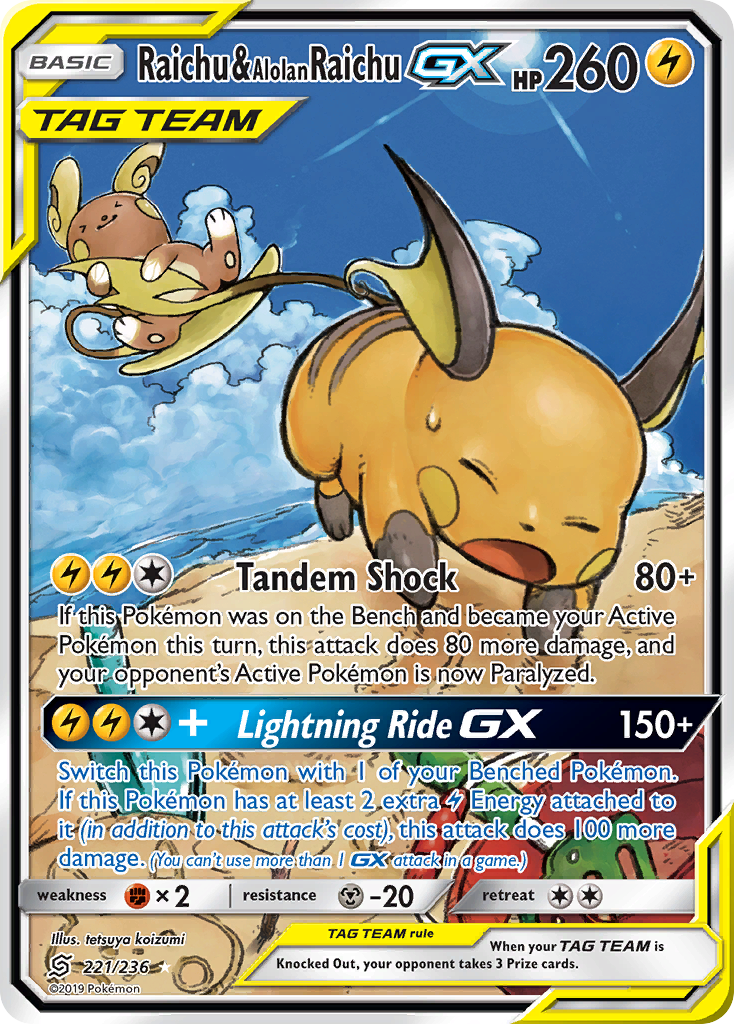 Raichu & Alolan Raichu-GX 221/236 Unified Minds