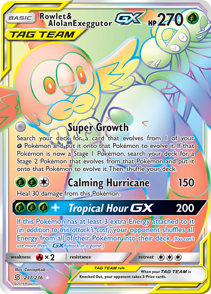 Rowlet & Alolan Exeggutor-GX 237/236 Unified Minds