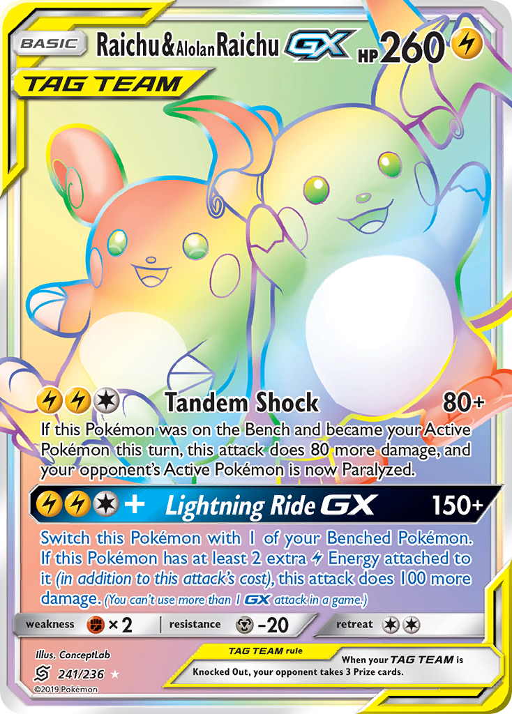 Raichu & Alolan Raichu-GX 241/236 Unified Minds