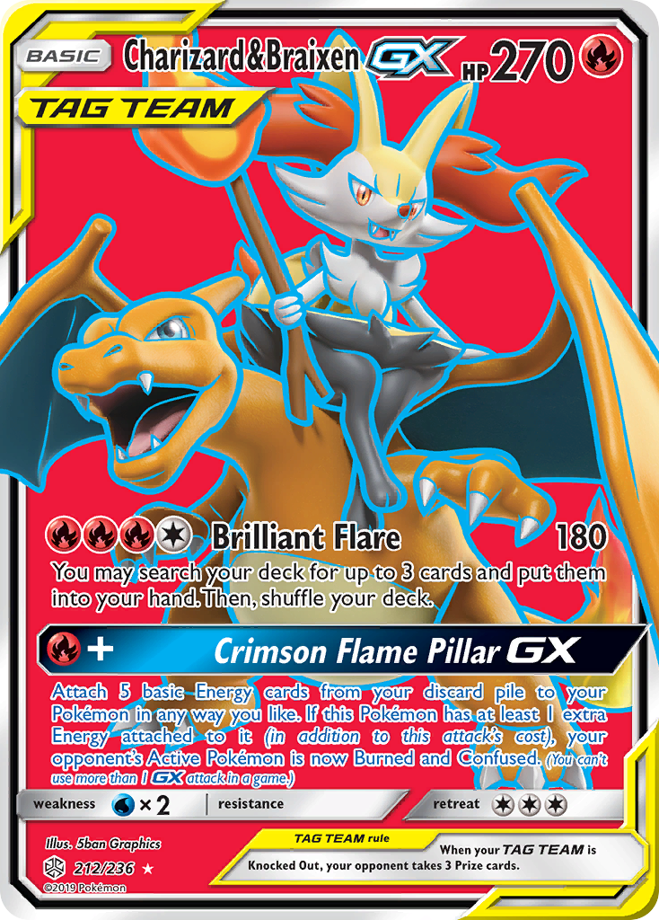 Charizard & Braixen-GX 212/236 Cosmic Eclipse