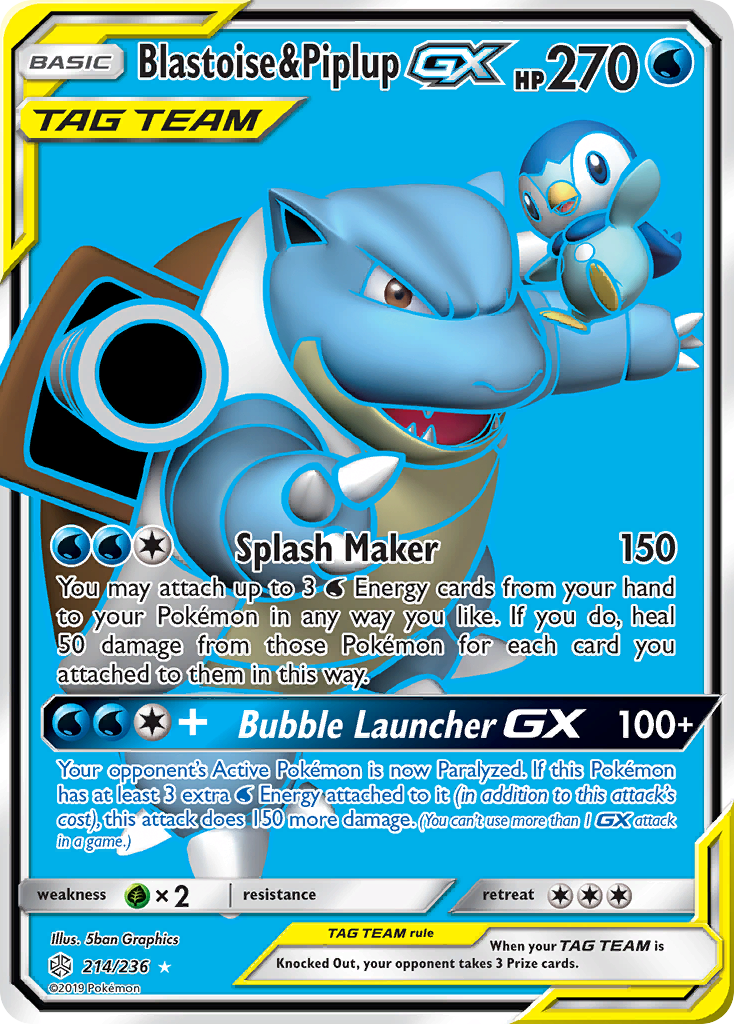 Blastoise & Piplup-GX 214/236 Cosmic Eclipse