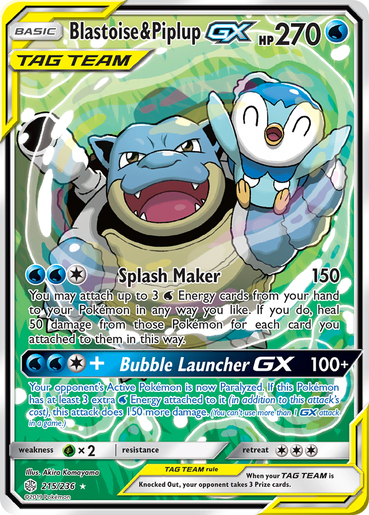 Blastoise & Piplup-GX 215/236 Cosmic Eclipse
