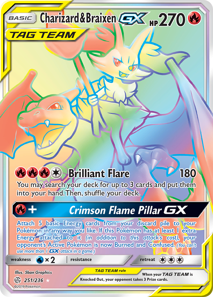 Charizard & Braixen-GX 251/236 Cosmic Eclipse