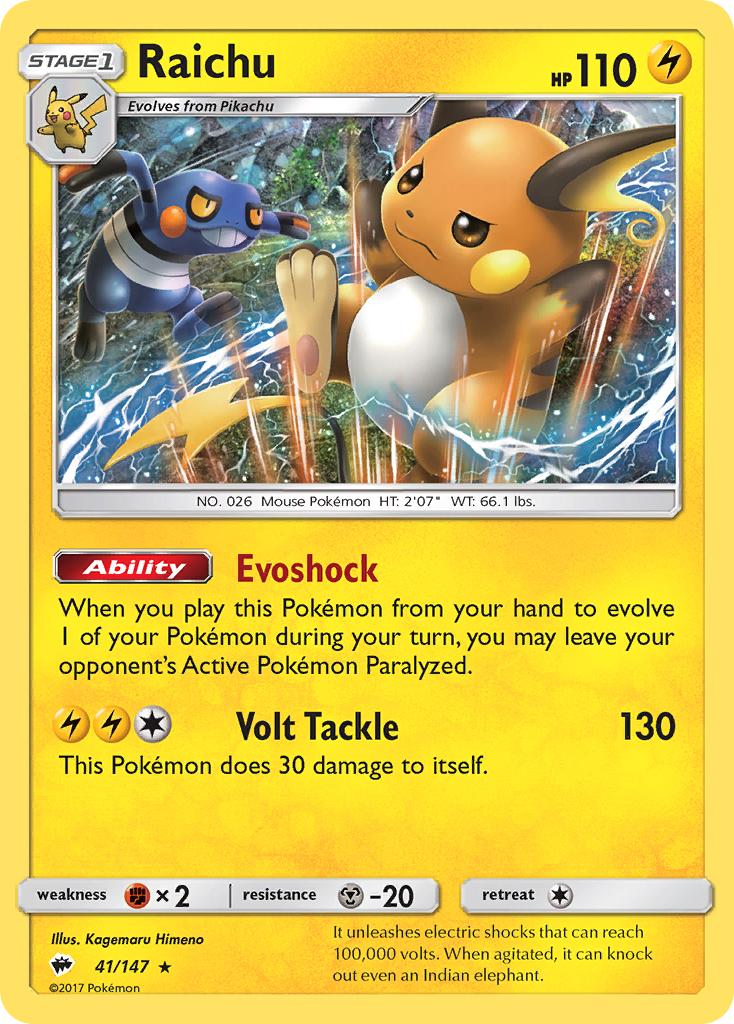 Raichu 41/147 Burning Shadows