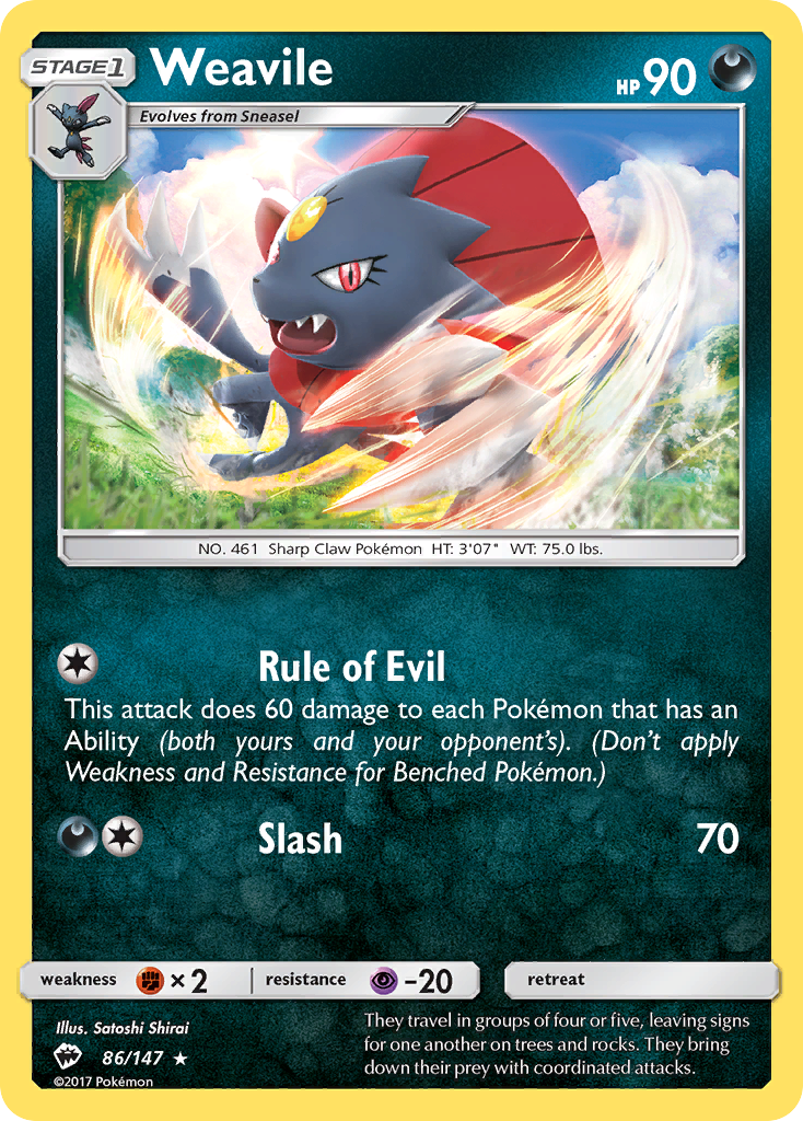 Weavile 86/147 Burning Shadows