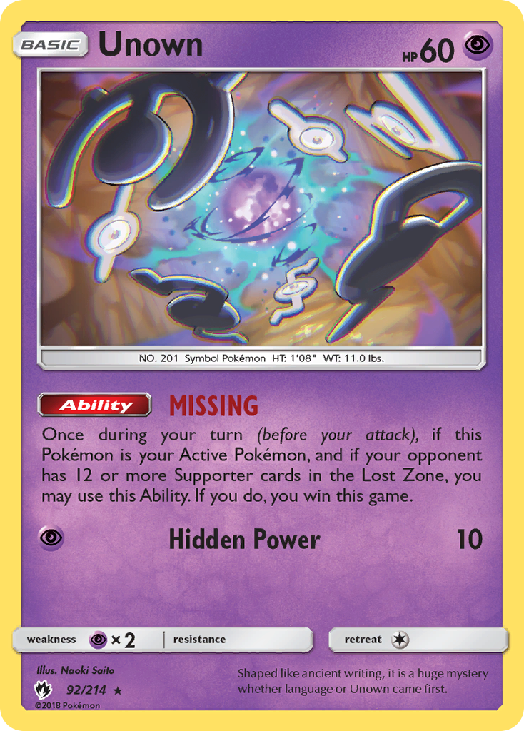 Unown 92/214 Lost Thunder