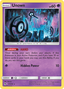 Unown 91/214 Lost Thunder