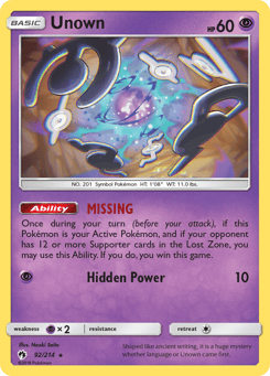 Unown 92/214 Lost Thunder