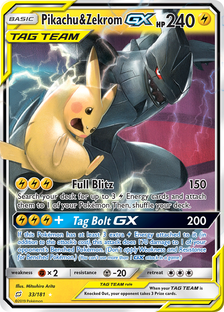 Pikachu & Zekrom-GX 33/181 Team Up
