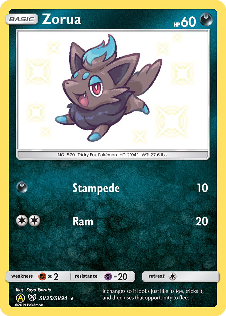 Zorua SV25/SV94 Hidden Fates Shiny Vault