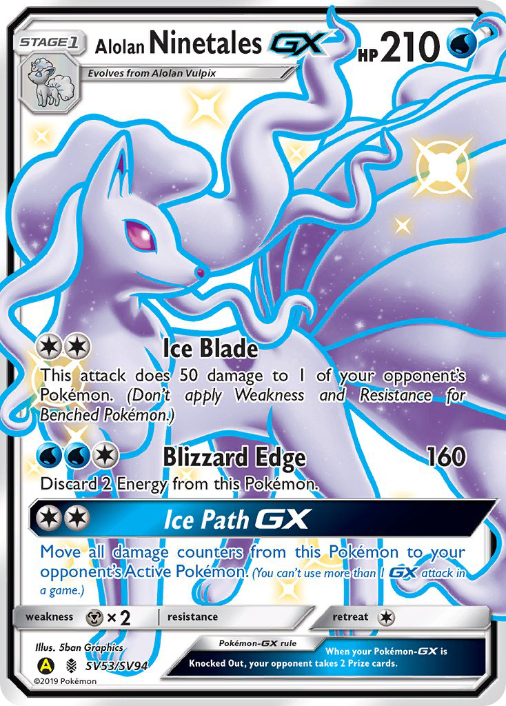 Alolan Ninetales-GX SV53/SV94 Hidden Fates Shiny Vault