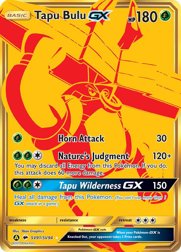Tapu Bulu-GX SV91/SV94 Hidden Fates Shiny Vault