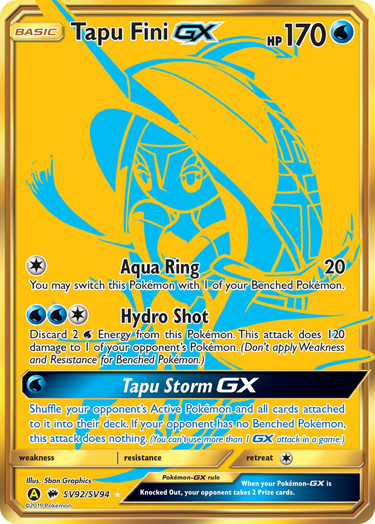 Tapu Fini-GX SV92/SV94 Hidden Fates Shiny Vault